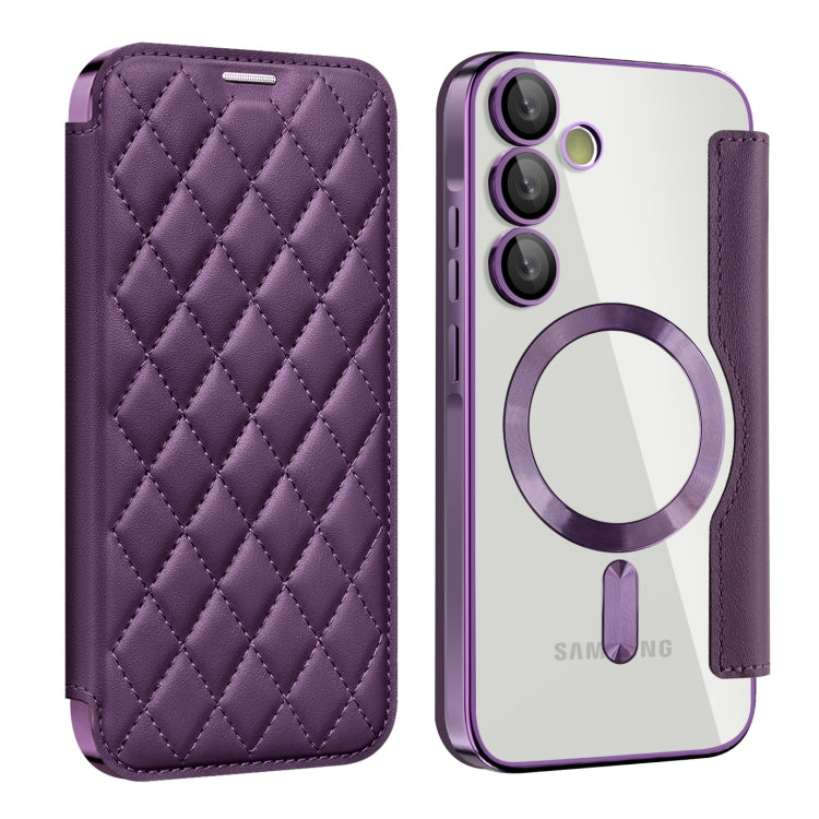 Shield MagSafe RFID Anti-theft Rhombus Leather Phone Case, For Samsung Galaxy S24 FE 5G, For Samsung Galaxy A55 5G, For Samsung Galaxy S24 Ultra 5G