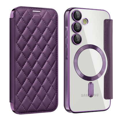 Shield MagSafe RFID Anti-theft Rhombus Leather Phone Case, For Samsung Galaxy S24 FE 5G, For Samsung Galaxy A55 5G, For Samsung Galaxy S24 Ultra 5G