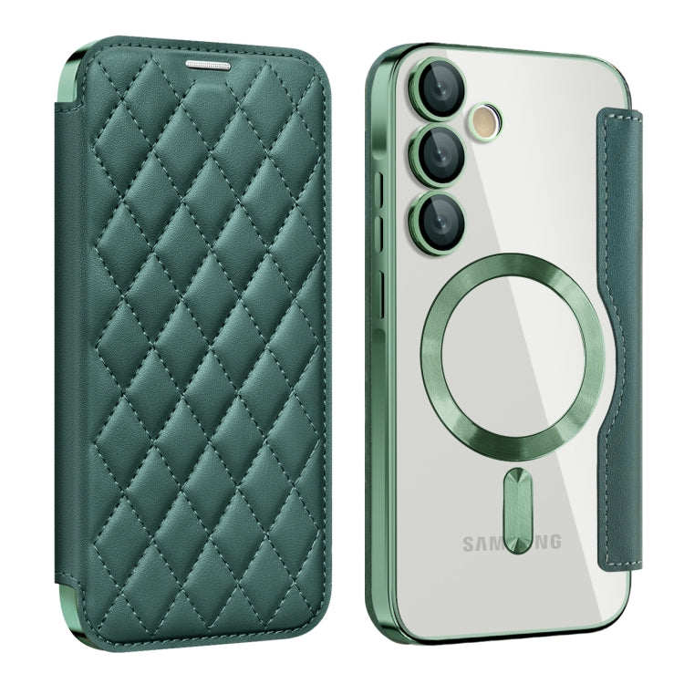 Shield MagSafe RFID Anti-theft Rhombus Leather Phone Case, For Samsung Galaxy S24 FE 5G, For Samsung Galaxy A55 5G, For Samsung Galaxy S24 Ultra 5G