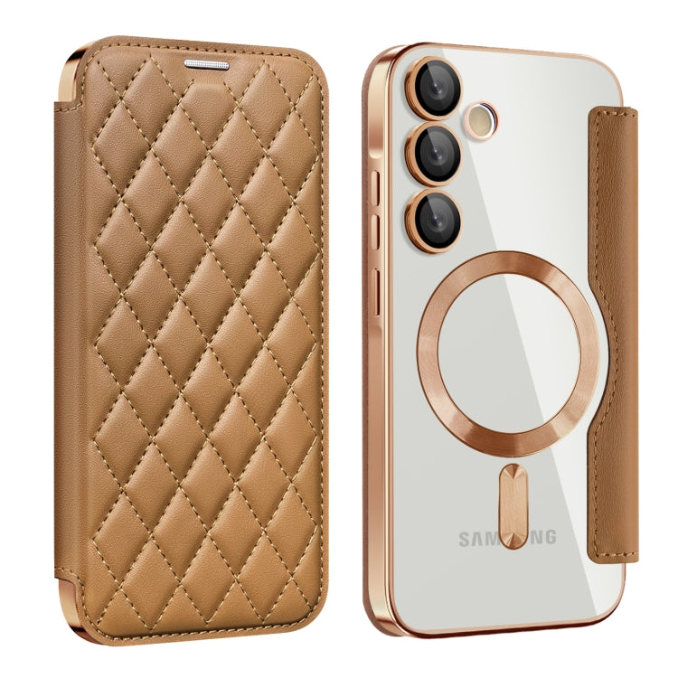 Shield MagSafe RFID Anti-theft Rhombus Leather Phone Case, For Samsung Galaxy S24 FE 5G, For Samsung Galaxy A55 5G, For Samsung Galaxy S24 Ultra 5G