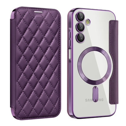 Shield MagSafe RFID Anti-theft Rhombus Leather Phone Case, For Samsung Galaxy S24+ 5G, For Samsung Galaxy S24 5G, For Samsung Galaxy A15