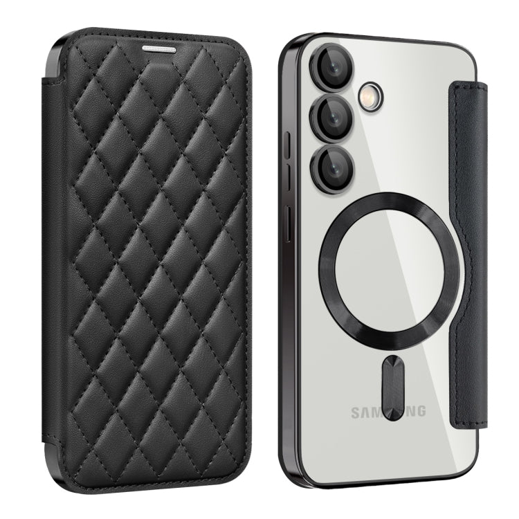 Shield MagSafe RFID Anti-theft Rhombus Leather Phone Case, For Samsung Galaxy S24 FE 5G, For Samsung Galaxy A55 5G, For Samsung Galaxy S24 Ultra 5G
