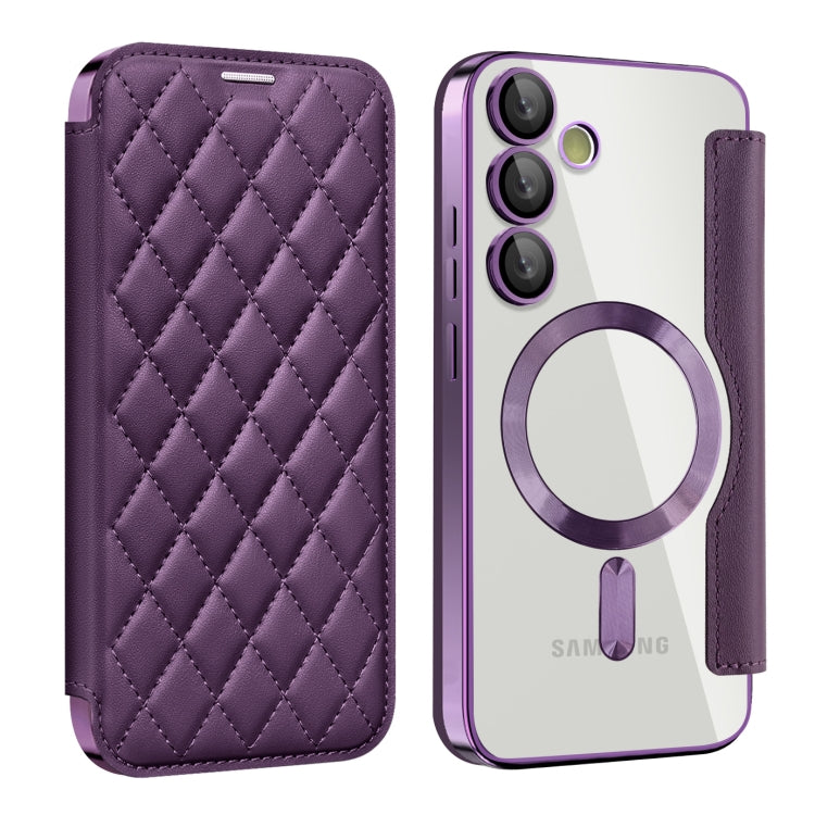 Shield MagSafe RFID Anti-theft Rhombus Leather Phone Case, For Samsung Galaxy S24 FE 5G, For Samsung Galaxy A55 5G, For Samsung Galaxy S24 Ultra 5G