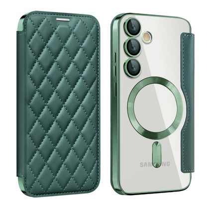 Shield MagSafe RFID Anti-theft Rhombus Leather Phone Case, For Samsung Galaxy S24 FE 5G, For Samsung Galaxy A55 5G, For Samsung Galaxy S24 Ultra 5G