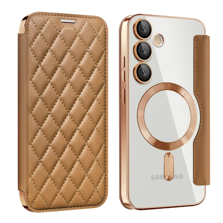 Shield MagSafe RFID Anti-theft Rhombus Leather Phone Case, For Samsung Galaxy S24 FE 5G, For Samsung Galaxy A55 5G, For Samsung Galaxy S24 Ultra 5G