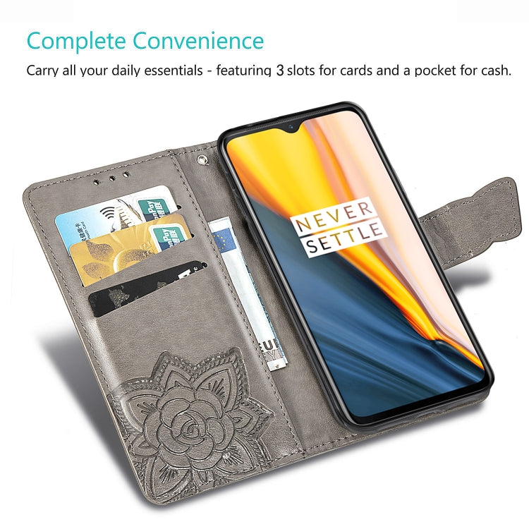 Butterfly Love Flowers Embossing Horizontal Flip Leather Case For One Plus 7  with Holder & Card Slots & Wallet & Lanyard, For OnePlus 7
