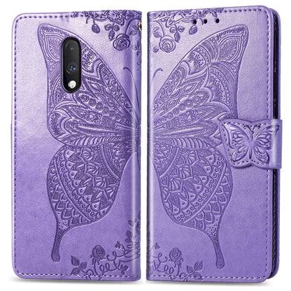 Butterfly Love Flowers Embossing Horizontal Flip Leather Case For One Plus 7  with Holder & Card Slots & Wallet & Lanyard, For OnePlus 7