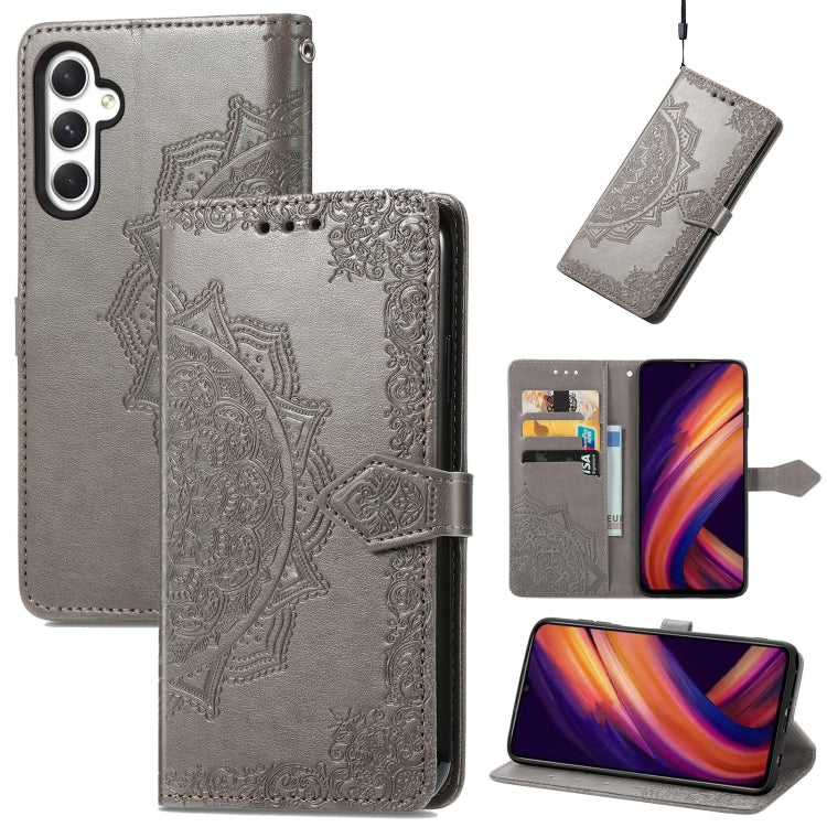Mandala Flower Embossed Leather Phone Case, For Samsung Galaxy S24+ 5G, For Samsung Galaxy S24 5G, For Samsung Galaxy A25 5G