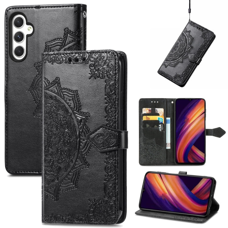 Mandala Flower Embossed Leather Phone Case, For Samsung Galaxy S24+ 5G, For Samsung Galaxy S24 5G, For Samsung Galaxy A25 5G
