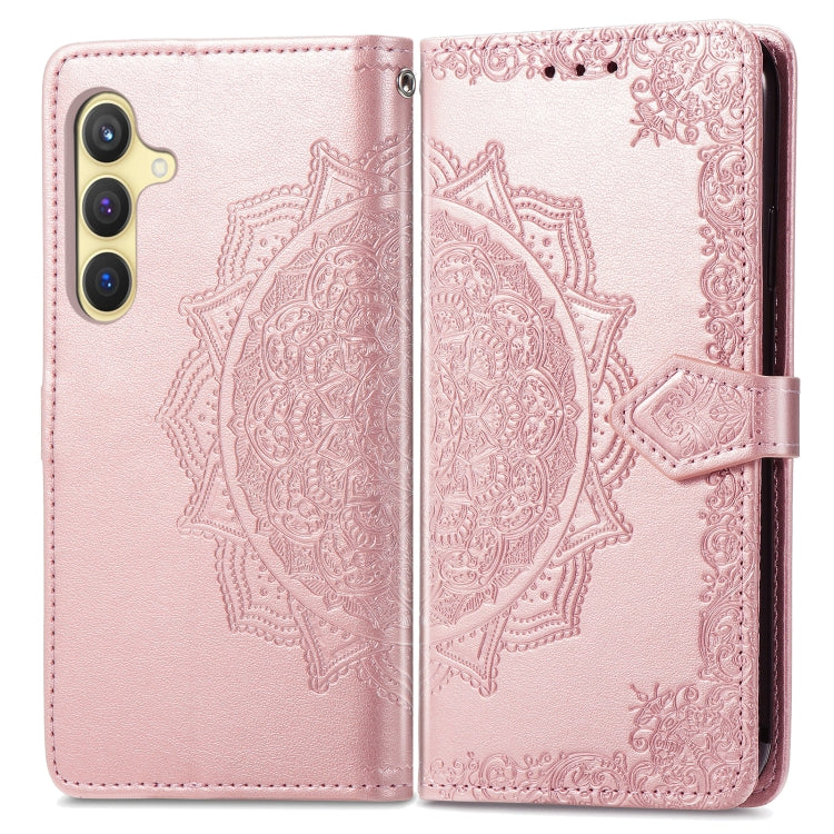 Mandala Flower Embossed Leather Phone Case, For Samsung Galaxy S24+ 5G, For Samsung Galaxy S24 5G, For Samsung Galaxy A25 5G