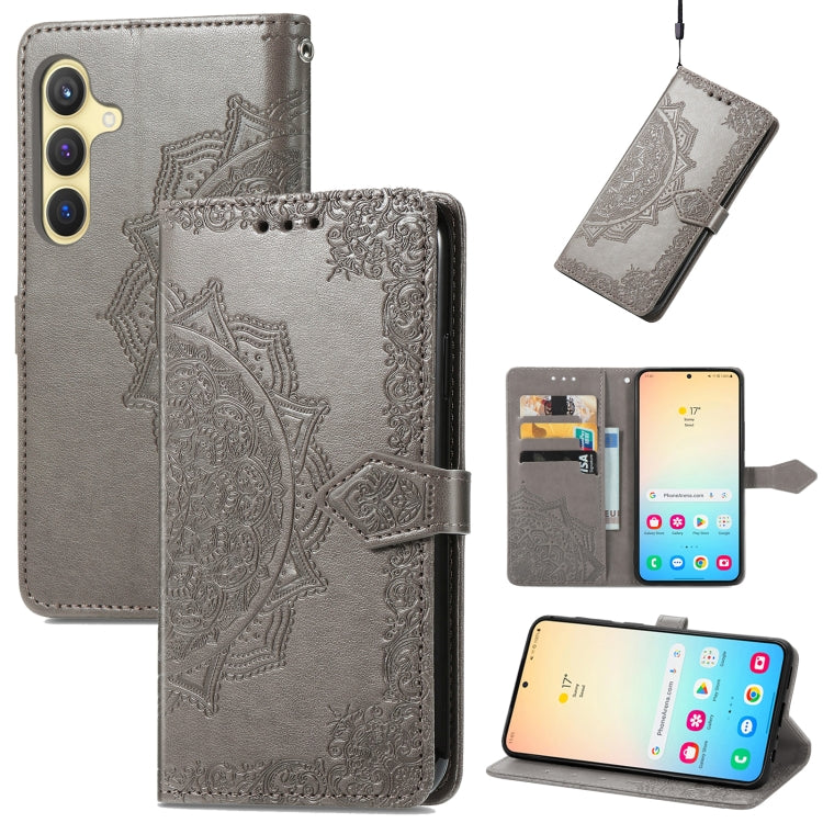 Mandala Flower Embossed Leather Phone Case, For Samsung Galaxy S24+ 5G, For Samsung Galaxy S24 5G, For Samsung Galaxy A25 5G