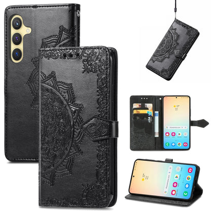 Mandala Flower Embossed Leather Phone Case, For Samsung Galaxy S24+ 5G, For Samsung Galaxy S24 5G, For Samsung Galaxy A25 5G