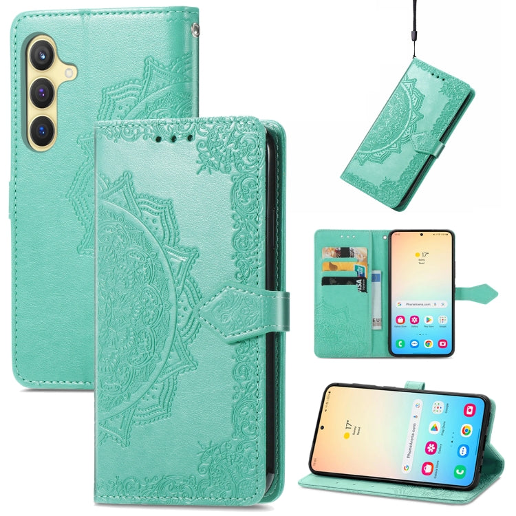Mandala Flower Embossed Leather Phone Case, For Samsung Galaxy S24+ 5G, For Samsung Galaxy S24 5G, For Samsung Galaxy A25 5G