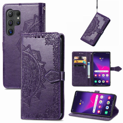 Mandala Flower Embossed Leather Phone Case, For Samsung Galaxy M55, For Samsung Galaxy S24 Ultra 5G, For Samsung Galaxy S24+ 5G, For Samsung Galaxy S24 5G