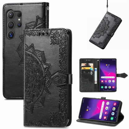 Mandala Flower Embossed Leather Phone Case, For Samsung Galaxy S25 Ultra 5G, For Samsung Galaxy C55, For Samsung Galaxy M55, For Samsung Galaxy S24 Ultra 5G
