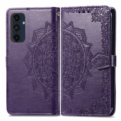 Mandala Flower Embossed Leather Phone Case, For Samsung Galaxy M55, For Samsung Galaxy S24 Ultra 5G, For Samsung Galaxy S24+ 5G, For Samsung Galaxy S24 5G