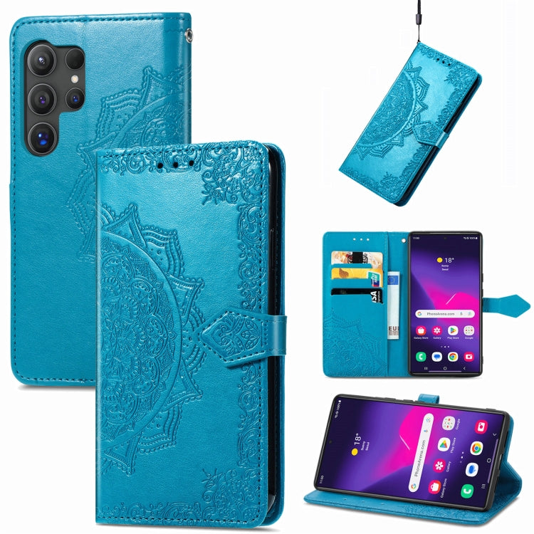 Mandala Flower Embossed Leather Phone Case, For Samsung Galaxy S25 Ultra 5G, For Samsung Galaxy C55, For Samsung Galaxy M55, For Samsung Galaxy S24 Ultra 5G