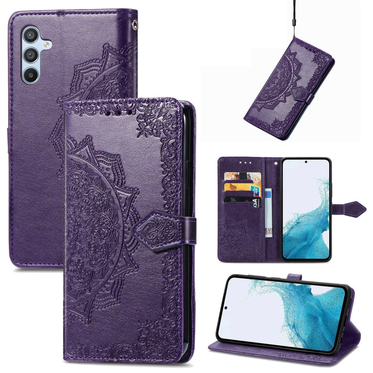 Mandala Flower Embossed Leather Phone Case, For Samsung Galaxy A57 5G, For Samsung Galaxy A37 5G, For Samsung Galaxy S25 Edge 5G, For Samsung Galaxy A56 5G