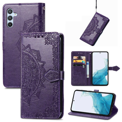 Mandala Flower Embossed Leather Phone Case, For Samsung Galaxy A57 5G, For Samsung Galaxy A37 5G, For Samsung Galaxy S25 Edge 5G, For Samsung Galaxy A56 5G