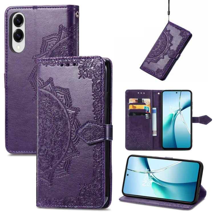 Mandala Flower Embossed Leather Phone Case, For Samsung Galaxy A57 5G, For Samsung Galaxy A37 5G, For Samsung Galaxy S25 Edge 5G, For Samsung Galaxy A56 5G