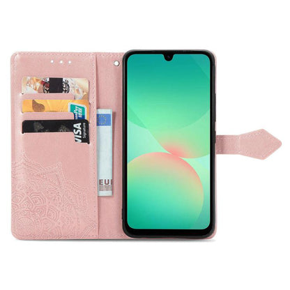 Mandala Flower Embossed Leather Phone Case, For Samsung Galaxy A26, For Samsung Galaxy A36 5G, For Samsung Galaxy S25 5G, For Samsung Galaxy S25+ 5G