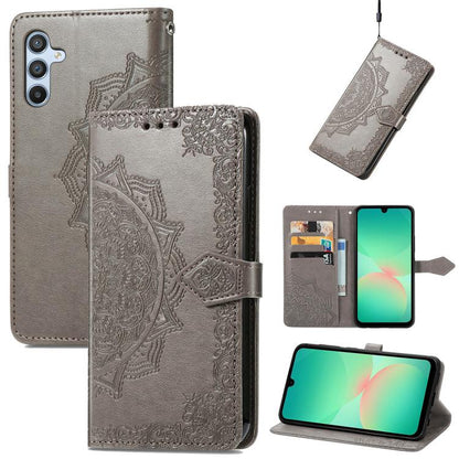 Mandala Flower Embossed Leather Phone Case, For Samsung Galaxy A26, For Samsung Galaxy A36 5G, For Samsung Galaxy S25 5G, For Samsung Galaxy S25+ 5G