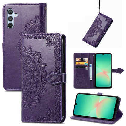 Mandala Flower Embossed Leather Phone Case, For Samsung Galaxy A26, For Samsung Galaxy A36 5G, For Samsung Galaxy S25 5G, For Samsung Galaxy S25+ 5G