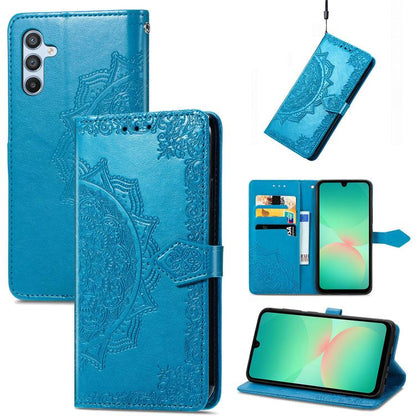 Mandala Flower Embossed Leather Phone Case, For Samsung Galaxy A26, For Samsung Galaxy A36 5G, For Samsung Galaxy S25 5G, For Samsung Galaxy S25+ 5G