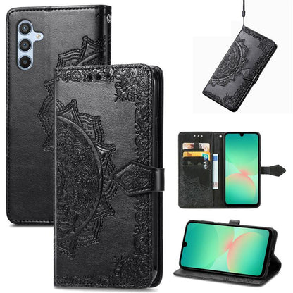 Mandala Flower Embossed Leather Phone Case, For Samsung Galaxy A26, For Samsung Galaxy A36 5G, For Samsung Galaxy S25 5G, For Samsung Galaxy S25+ 5G