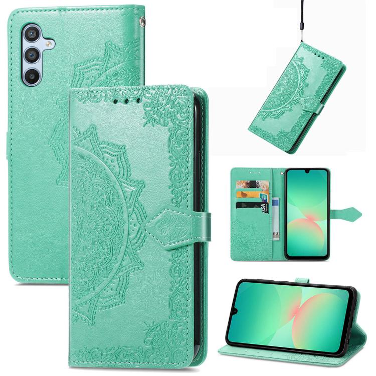 Mandala Flower Embossed Leather Phone Case, For Samsung Galaxy A26, For Samsung Galaxy A36 5G, For Samsung Galaxy S25 5G, For Samsung Galaxy S25+ 5G