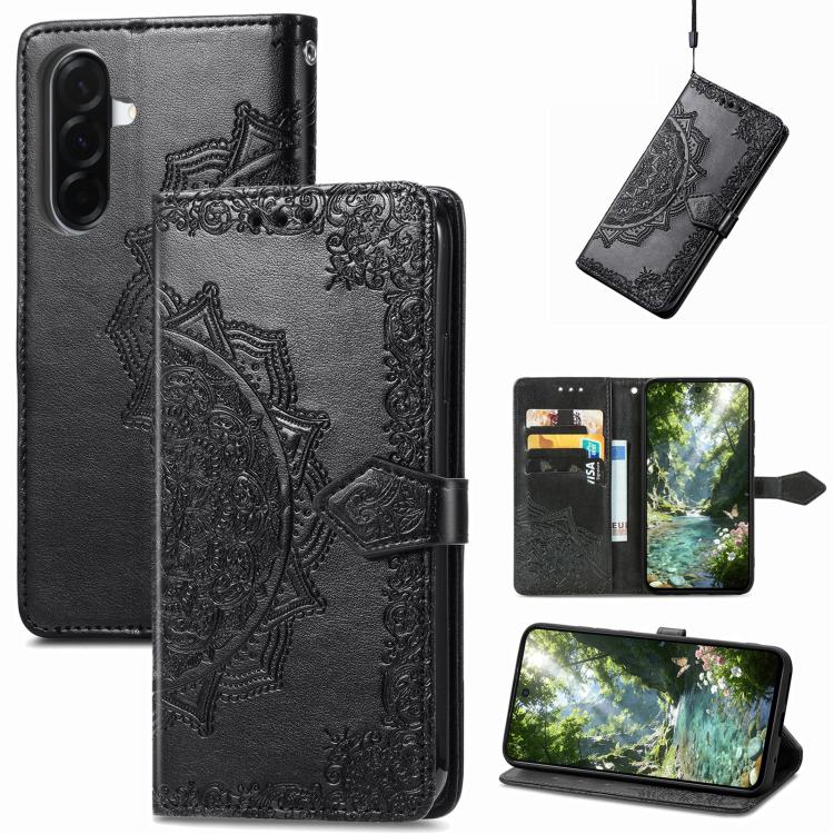 Mandala Flower Embossed Leather Phone Case, For Samsung Galaxy A57 5G, For Samsung Galaxy A37 5G, For Samsung Galaxy S25 Edge 5G, For Samsung Galaxy A56 5G