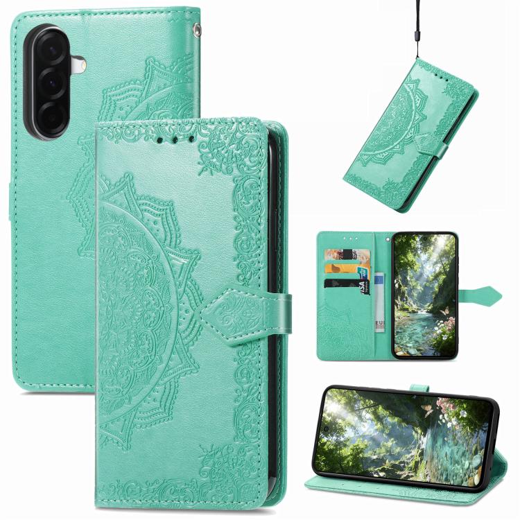 Mandala Flower Embossed Leather Phone Case, For Samsung Galaxy A57 5G, For Samsung Galaxy A37 5G, For Samsung Galaxy S25 Edge 5G, For Samsung Galaxy A56 5G