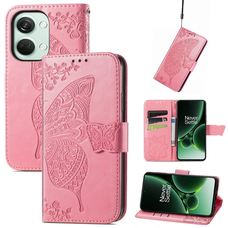 Butterfly Love Flower Embossed Leather Phone Case, For OnePlus 15, For OnePlus Ace 3 Pro, For OnePlus Nord 3