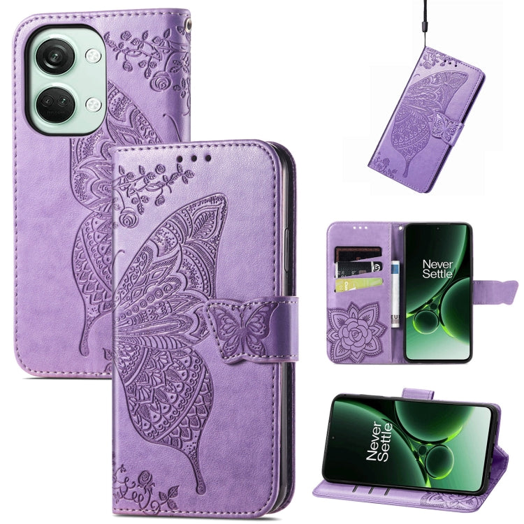 Butterfly Love Flower Embossed Leather Phone Case, For OnePlus 15, For OnePlus Ace 3 Pro, For OnePlus Nord 3