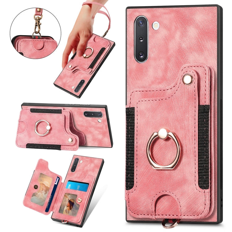 Retro Skin-feel Ring Multi-card Wallet Phone Case, For Samsung Galaxy Note10+
