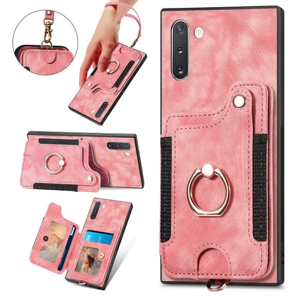 Retro Skin-feel Ring Multi-card Wallet Phone Case, For Samsung Galaxy Note10+