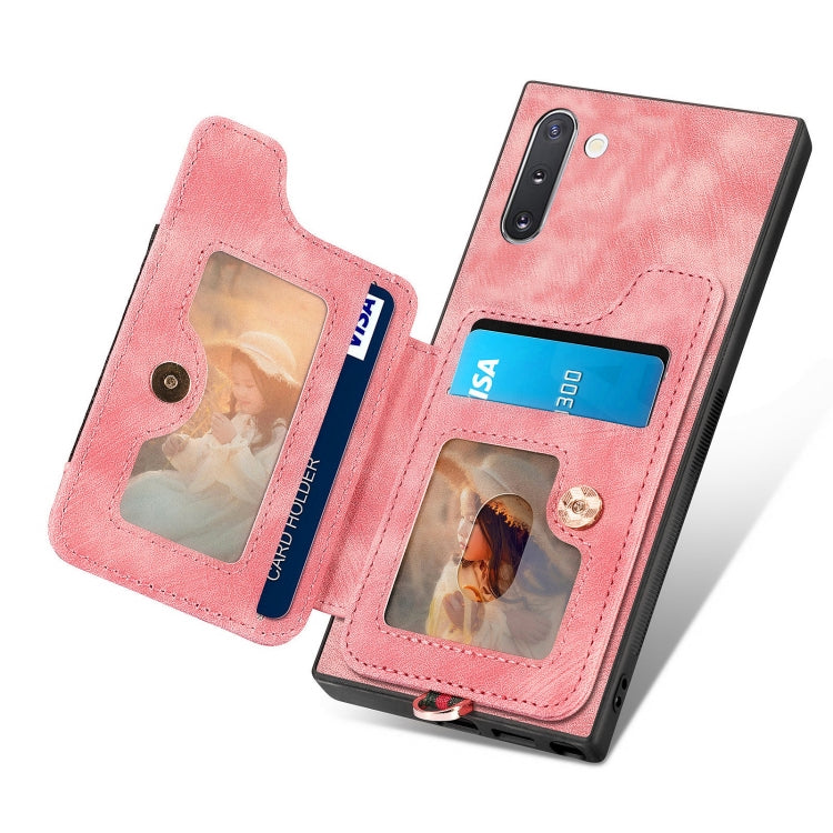 Retro Skin-feel Ring Multi-card Wallet Phone Case, For Samsung Galaxy Note10+