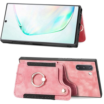 Retro Skin-feel Ring Multi-card Wallet Phone Case, For Samsung Galaxy Note10+