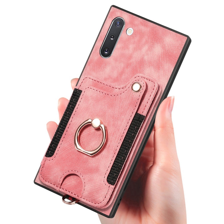 Retro Skin-feel Ring Multi-card Wallet Phone Case, For Samsung Galaxy Note10+