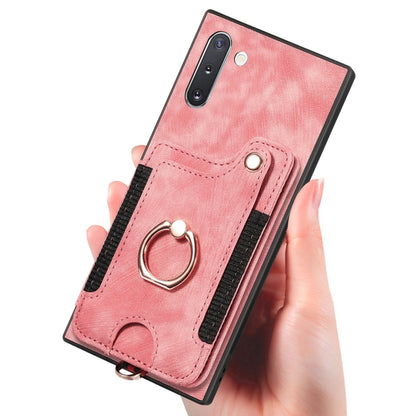 Retro Skin-feel Ring Multi-card Wallet Phone Case, For Samsung Galaxy Note10+