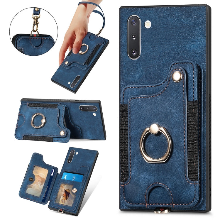 Retro Skin-feel Ring Multi-card Wallet Phone Case, For Samsung Galaxy Note10+