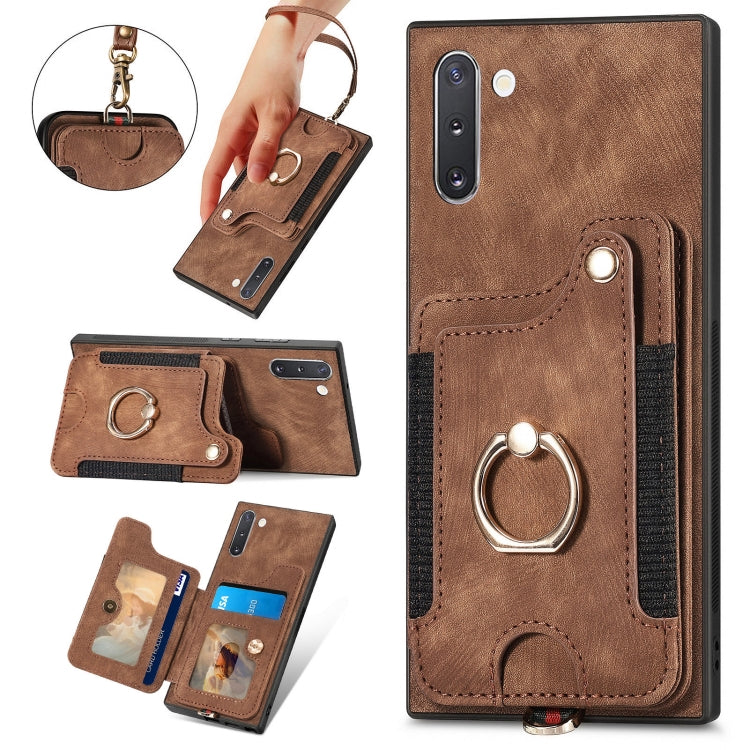 Retro Skin-feel Ring Multi-card Wallet Phone Case, For Samsung Galaxy Note10+