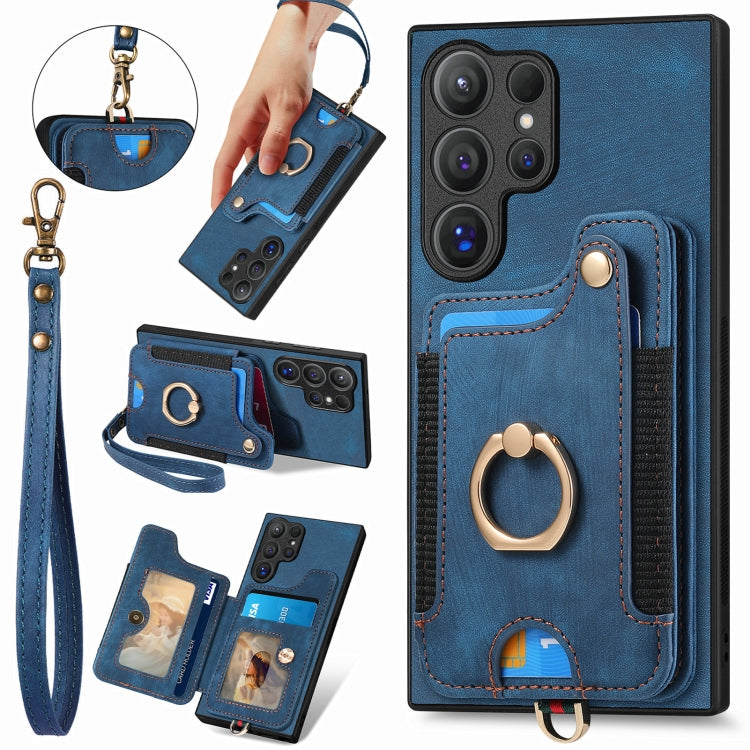 Retro Skin-feel Ring Multi-card Wallet Phone Case, For Samsung Galaxy A55, For Samsung Galaxy A35, For Samsung Galaxy S24 Ultra 5G, For Samsung Galaxy S24+ 5G