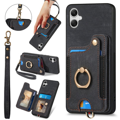 Retro Skin-feel Ring Multi-card Wallet Phone Case, For Samsung Galaxy A15, For Samsung Galaxy A05, For Samsung Galaxy A05s, For Samsung Galaxy A25