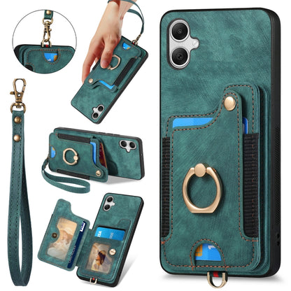 Retro Skin-feel Ring Multi-card Wallet Phone Case, For Samsung Galaxy A15, For Samsung Galaxy A05, For Samsung Galaxy A05s, For Samsung Galaxy A25
