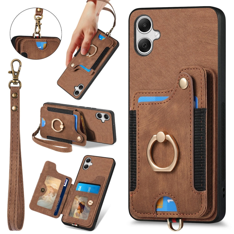 Retro Skin-feel Ring Multi-card Wallet Phone Case, For Samsung Galaxy A15, For Samsung Galaxy A05, For Samsung Galaxy A05s, For Samsung Galaxy A25