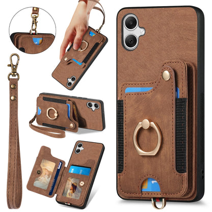 Retro Skin-feel Ring Multi-card Wallet Phone Case, For Samsung Galaxy A15, For Samsung Galaxy A05, For Samsung Galaxy A05s, For Samsung Galaxy A25
