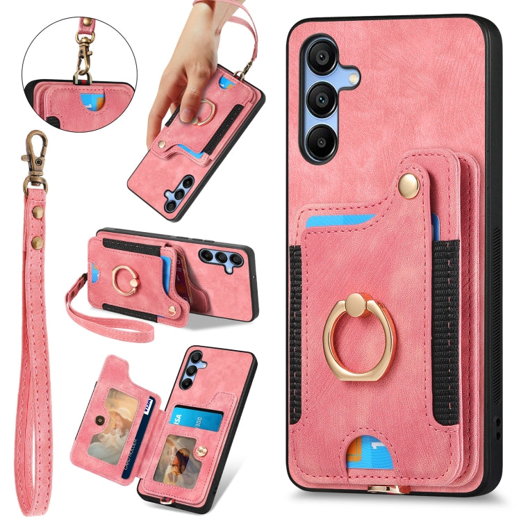 Retro Skin-feel Ring Multi-card Wallet Phone Case, For Samsung Galaxy A15, For Samsung Galaxy A05, For Samsung Galaxy A05s, For Samsung Galaxy A25