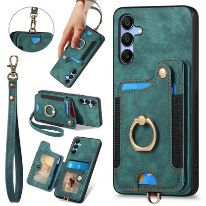 Retro Skin-feel Ring Multi-card Wallet Phone Case, For Samsung Galaxy A15, For Samsung Galaxy A05, For Samsung Galaxy A05s, For Samsung Galaxy A25