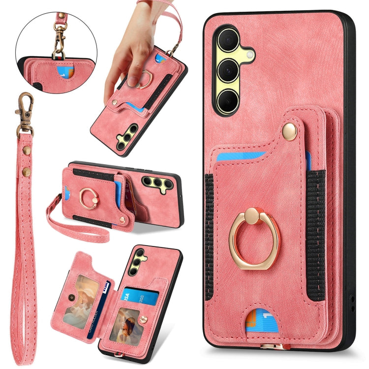 Retro Skin-feel Ring Multi-card Wallet Phone Case, For Samsung Galaxy A55, For Samsung Galaxy A35, For Samsung Galaxy S24 Ultra 5G, For Samsung Galaxy S24+ 5G